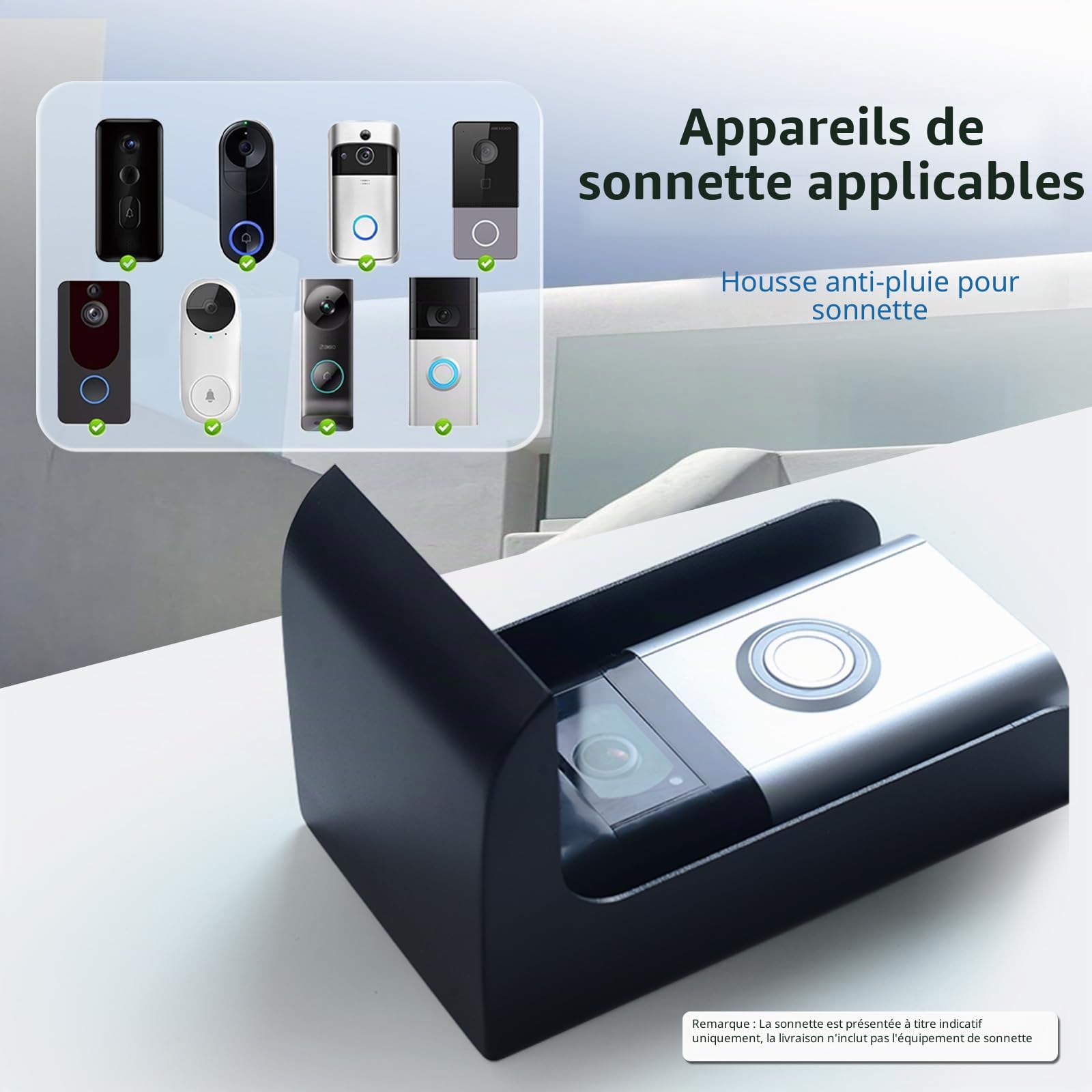 Protection contre la pluie pour sonnette vidéo extérieure, couverture de porte, protection contre les intempéries, convient pour anneau de porte, prise de courant, serrure de porte