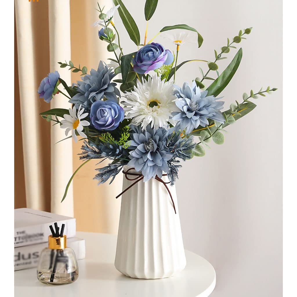Künstliche Blumen Seide Tuch Künstliche Blumen Blumenstrauß Keramik Vase Set for Zuhause Weihnachtsdekor Garten Hochzeit Dekorative Gefälschte Blume Künstliche Blumen wie Echt (Color : B)