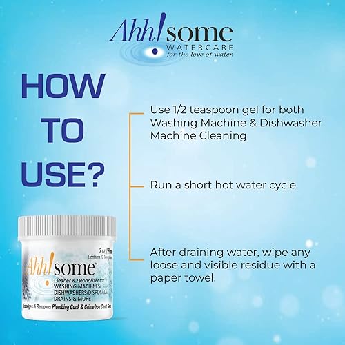 Miniatura 7 de Gel limpiador y desodorante 2 en 1 para lavadoralavavajillas 24 limpiezas en un solo recipiente fórmula séptica segura para limpiar dentro de la