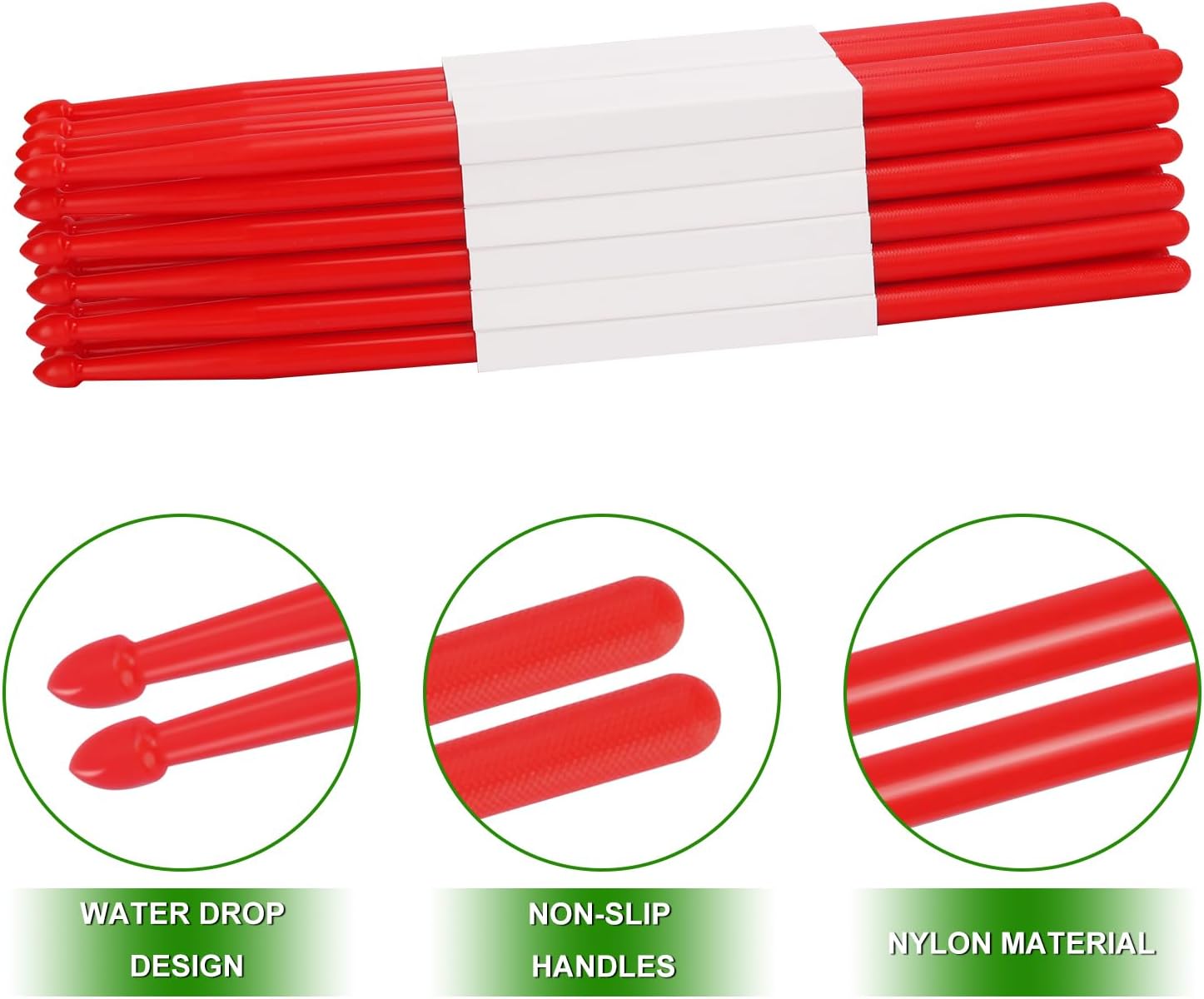 12 pairs Drumsticks, High-Quality 5A Drum Sticks, Non-slip Drumsticks Perfect for Practice, Performance and Relaxation, Available in Vibrant Assorted Red by KUKLIPJIM