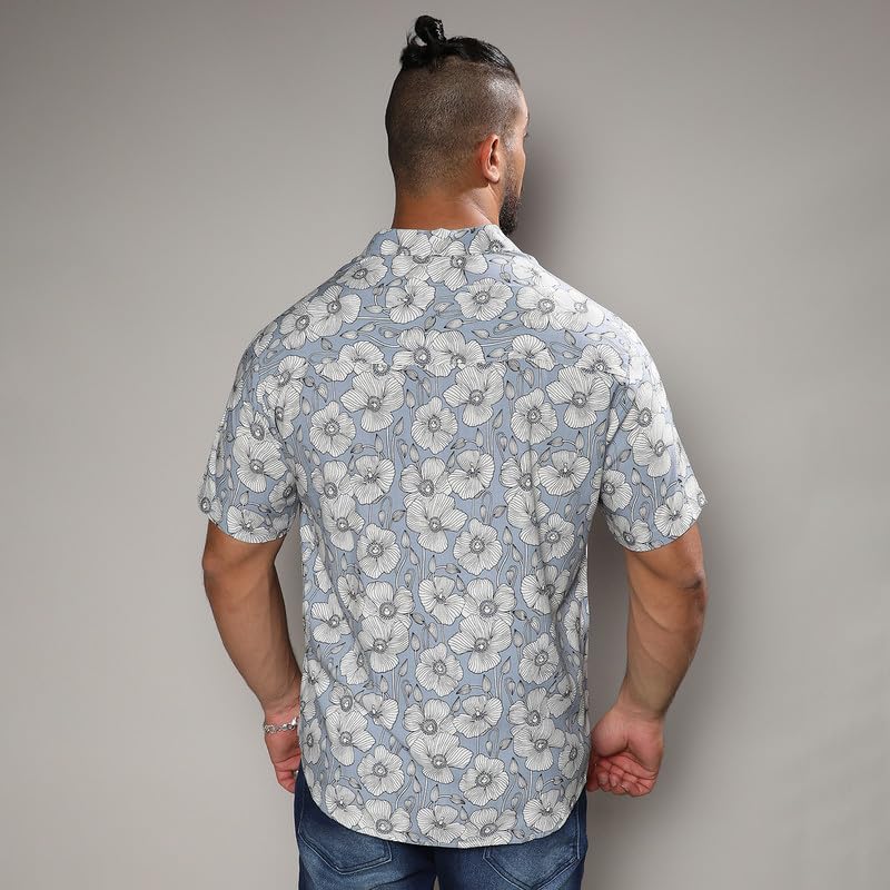 Image of Instafab Plus Men's Shirt for Casual Wear | Spread Collar | Short Sleeve | Button Closure | Plus-Size Fit | Cotton Shirt Crafted with Comfort Fit for Everyday Wear