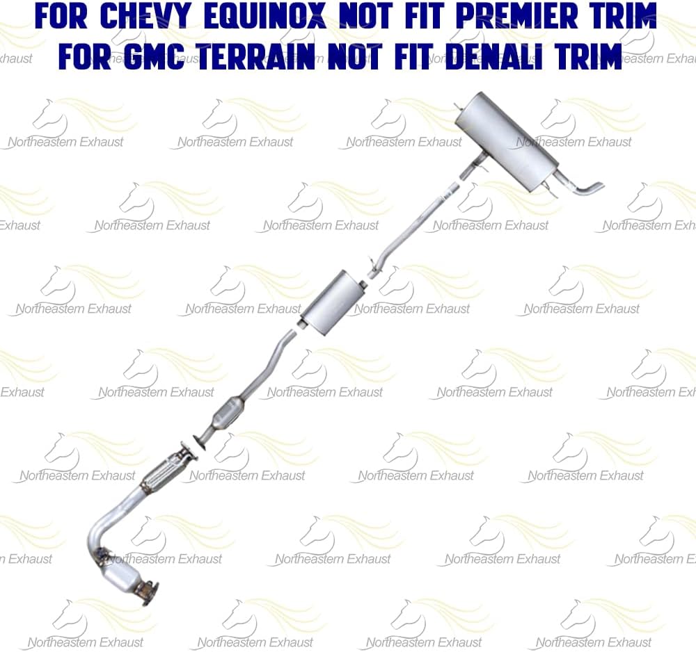 Exhaust Catalytic, Muffler, Intermediate Pipe & Rear Muffler Kit Compatible with Chevy Equinox and GMC Terrain 2015-2017 2.4L | EPA-Approved | Stainless Steel | Northeastern Exhaust
