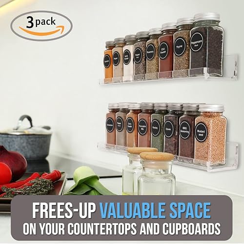 Miniatura 8 de El organizador de especias de acrílico "invisible". El organizador de hierbas y especias perfecto para la cocina Estantes flotantes amurados a la