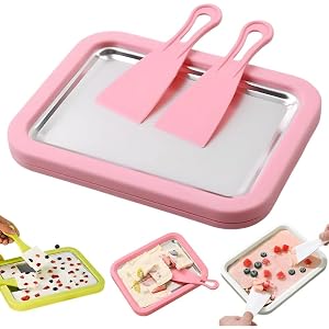 At-Home Rolled Ice Cream Maker Kit with Freeze Tray DIY Frozen Dessert Machine with Stainless Steel Scrapers Make