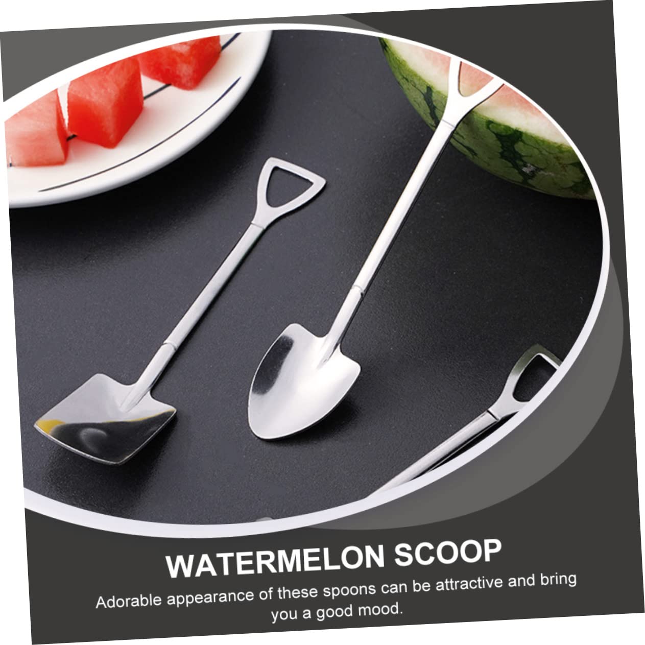 Garneck 12pcs Stainless Steel Spatula Stirring Spoon Kid Spoons Ice Cream Shovel Spoon Adorable Scoop Serving Spoons Tablespoon Steel Cake Spoons Watermelon Tea Scoop Honey Spoons Silver