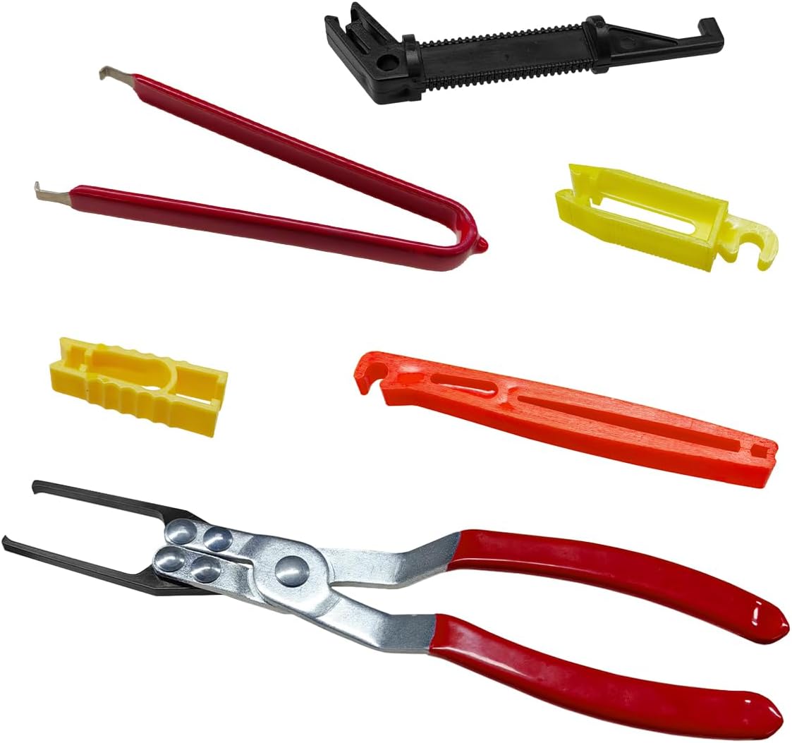 6PCS Car Relay Puller Pliers, FMM Fuse Removal Tool, Automotive Electrical Disconnect Plier, Vehicle Battery Terminal Remover Tool (Red)