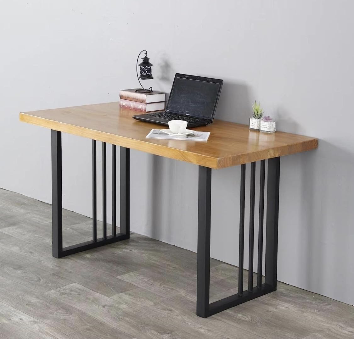Study Table for Home Office | Wooden Computer Desk with Metal Frame for Work, Writing & Laptop Use | Writing Table with Metal Frame-image-30