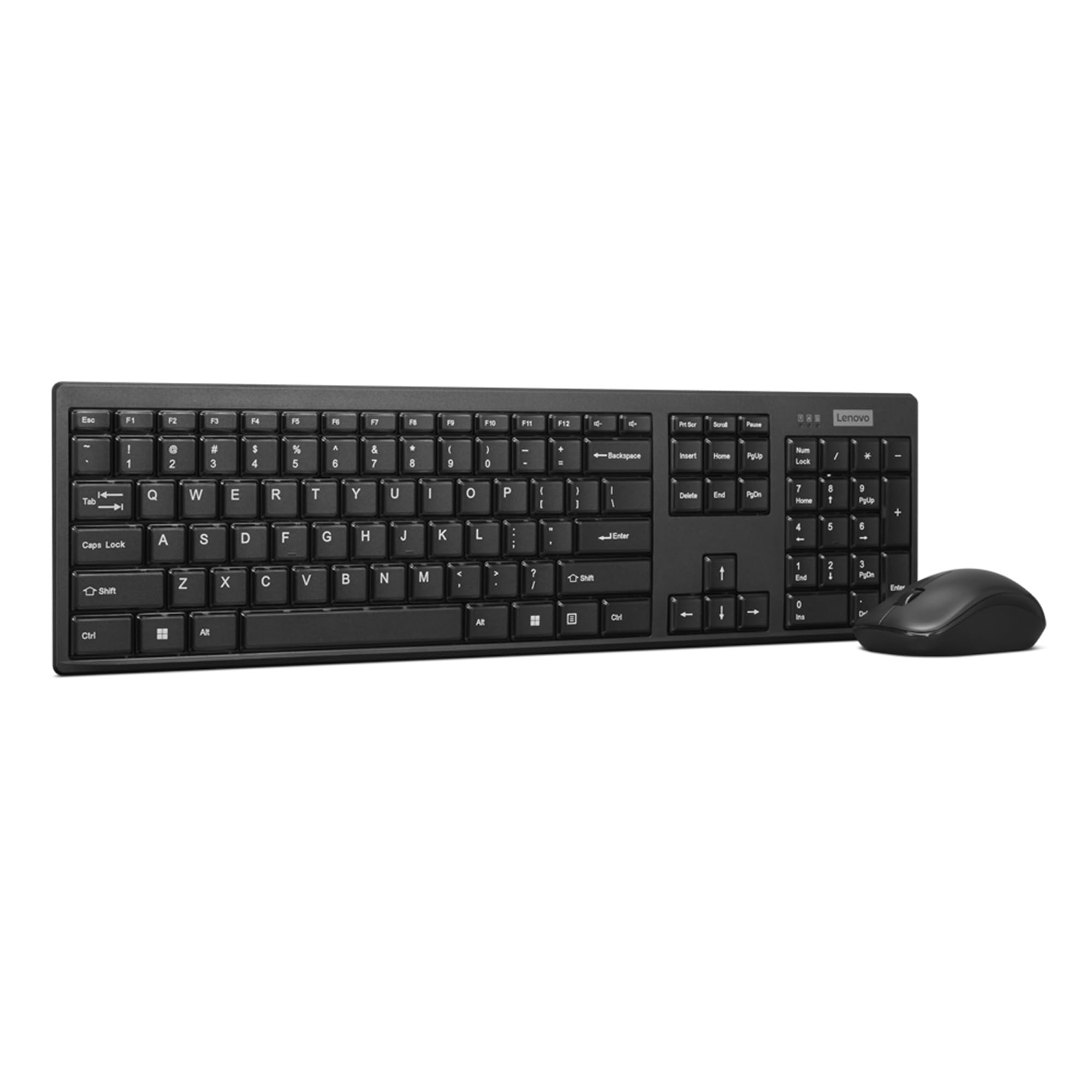 Lenovo 100 Kit de Teclado y Ratón inalámbricos, Conjunto sin Cables con un Solo Receptor USB, Teclado Resistente a líquidos y ratón Compacto, diseño Fino y fiable – Negro