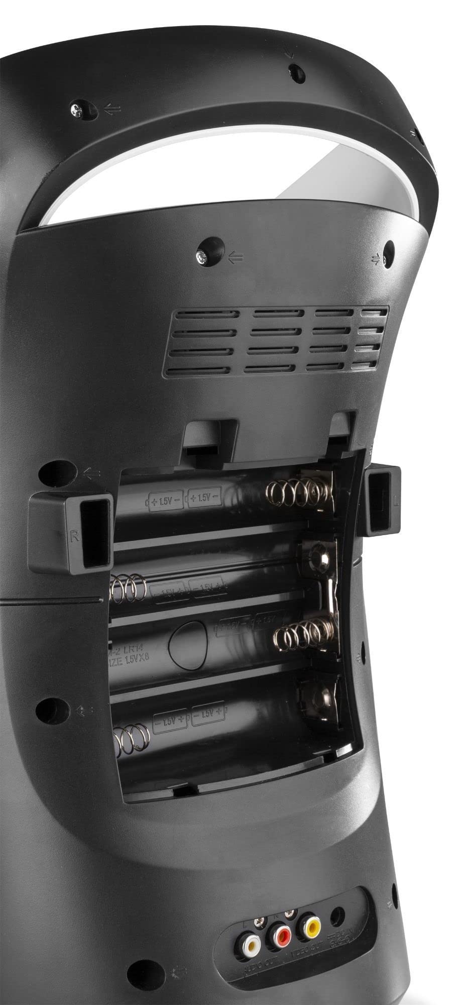 Fenton SBS30W – Altavoz karaoke bluetooth con lector CD+G, USB, 2 micrófonos con cable, salida video RCA, altavoz portátil con luces LED, karaoke machine con AUX y reproducción MP3, color blanco
