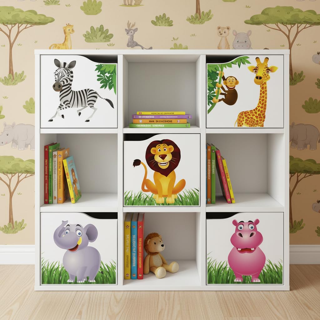 Leomark Kubico Max -Jungle- 29 x 89 x 89,5 cm Bibliothèque Moderne au Style Élégant et Fonctionnel Le Salon, Bureau, Chambre Design élégant