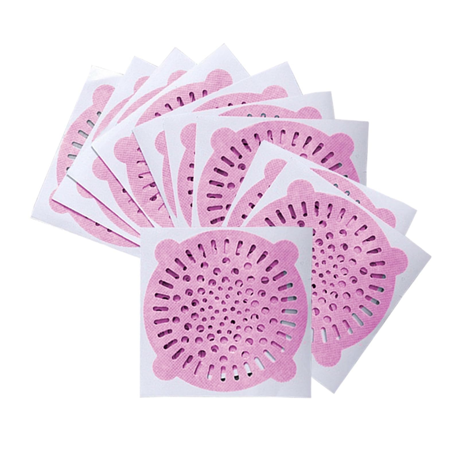 10Pcs Disposable Shower Drain Hair Catcher Strainer Filter Sticker Kitchen Sink Sewer Outfall Stopper Bathroom Floor Cover(Pink)