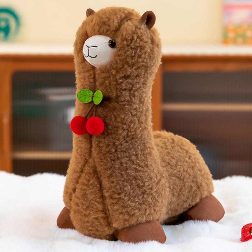 OUKEYI 13.7" /35cm Alpaca Plush Toy, Llama Stuffed Animal Momo alpaca plush toy Alpaca Plush Doll Gift for Girls Birthday Wedding Home Decor (brown)