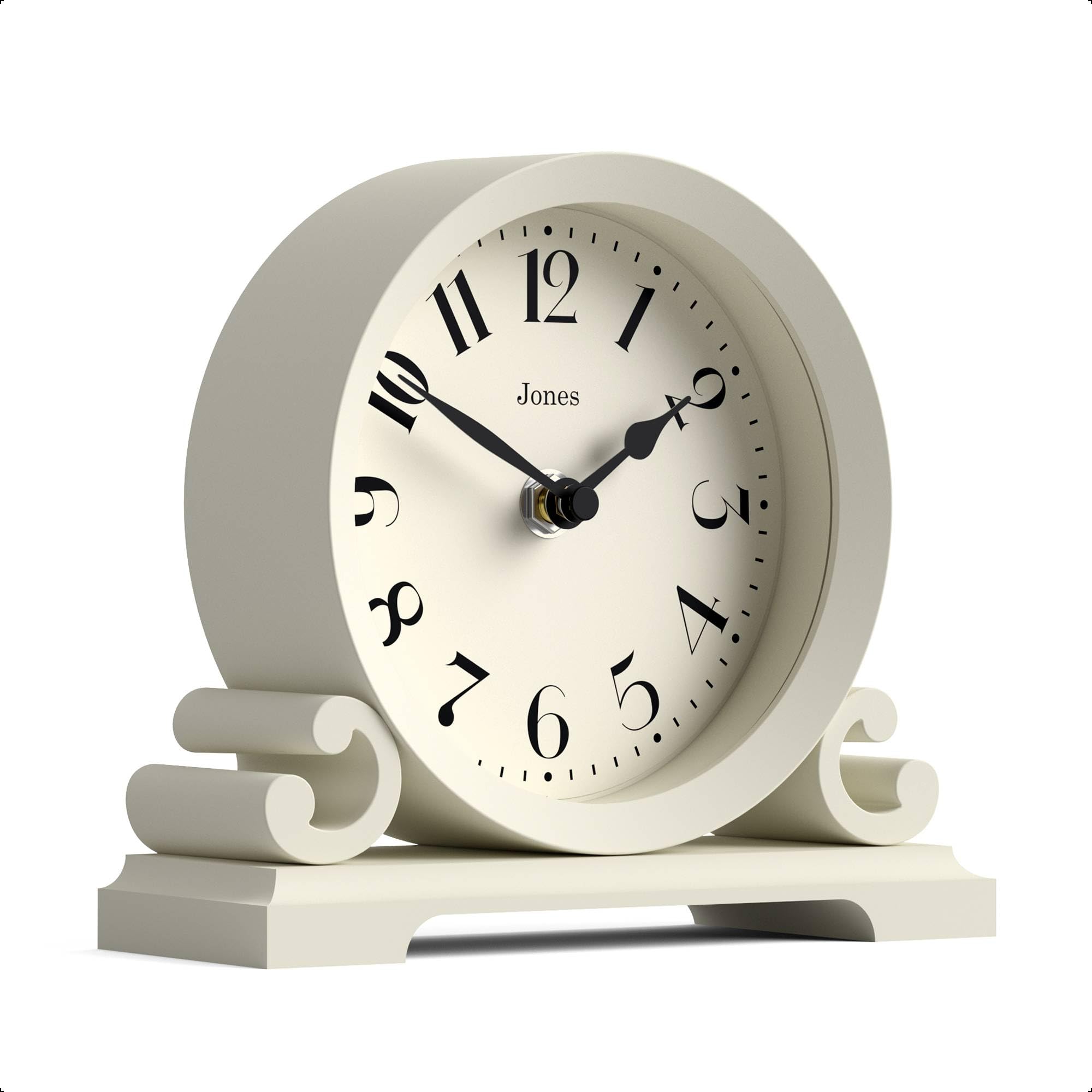 Jones Clocks® Saloon mantel clock | Small 16 x 18 x 6 cm, Pale Cream
