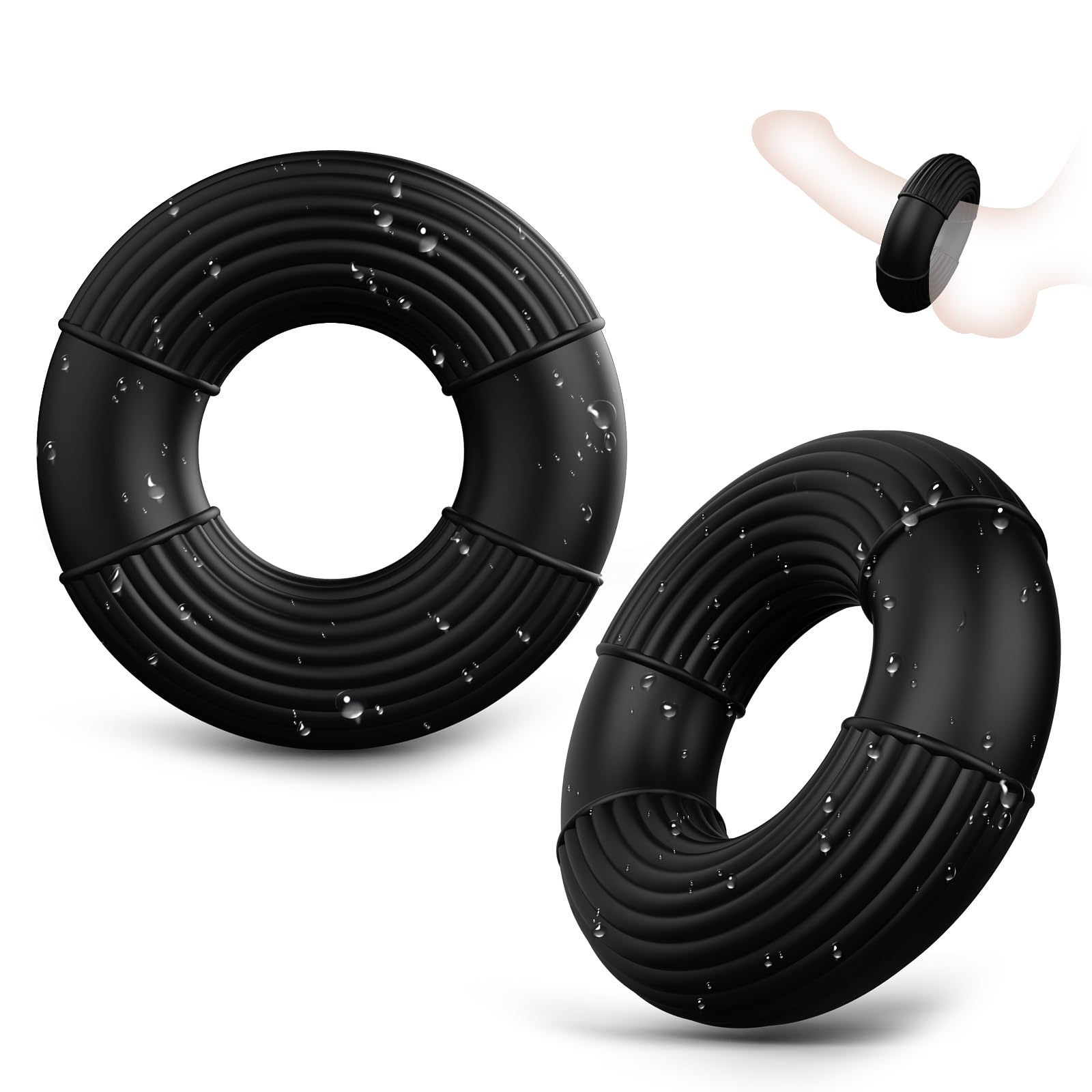 Penis Ring Sex Toy for Erection Enhancing, Adult Toy Soft Cock Ring Long Lasting for Sexual Pleasure, Silicone Cock Stimulation Device Black with Waterproof Material for Men