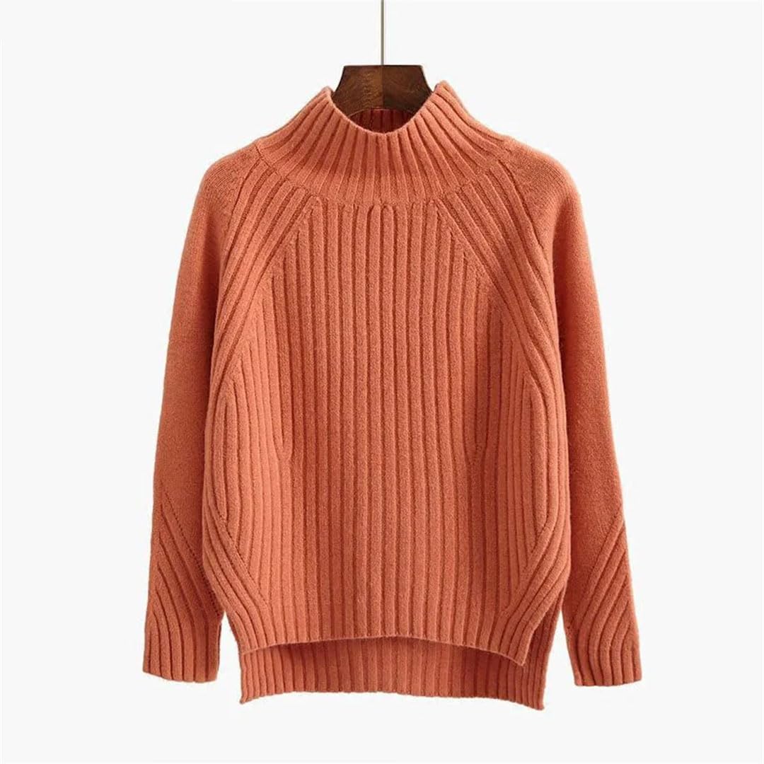 Maglione da donna a collo alto Pullover da donna a maniche lunghe, Giallo, S