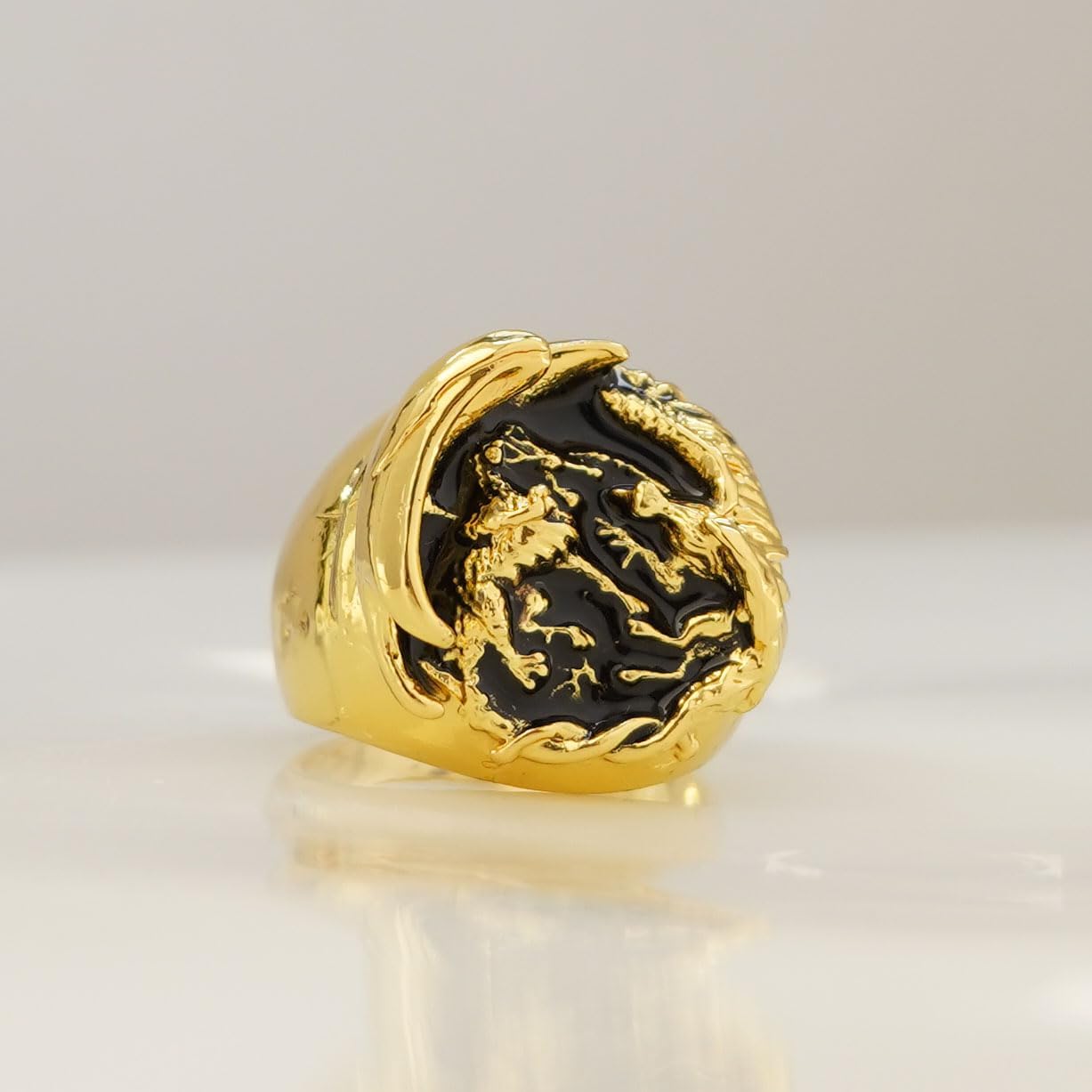 Dragon Ring, Flying Dragon Ring for Men, Norse Viking Dragon Wing Ring Dragon Jewelry, Celtic Gold Dragon Ring Hip Hop Fighting Dragon Band Ring Punk Dragon Animal Ring for mens - Image 4