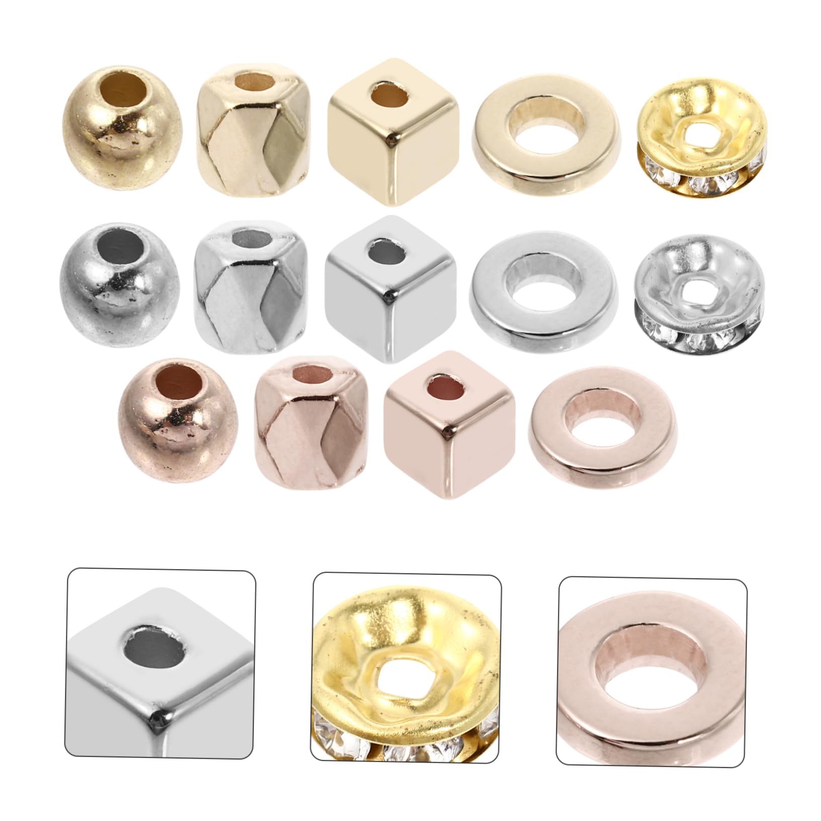 Bastelperlen aus Abs, 1 Satz, Lose Schmuckperlen für Selbstgemacht Schmuck | Loch für Bastelarbeiten, Metallischer Glanz, für Armbänder und Halsketten, Feines Perlen Design