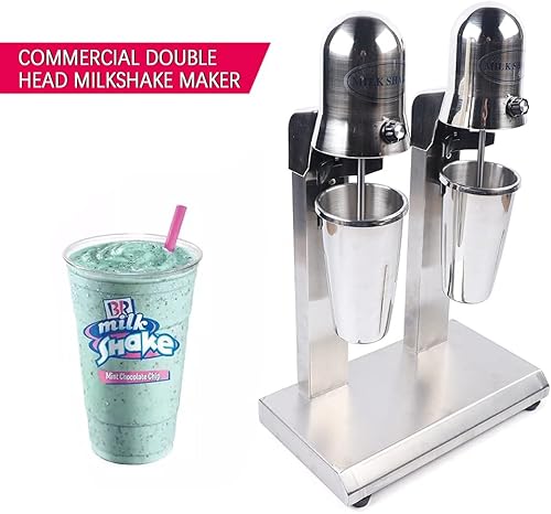 Miniatura 3 de Máquina para hacer batidos de doble cabeza, mezclador de bebidas de 560 W con 2 tazas de acero inoxidable, máquina de batido comercial ajustable