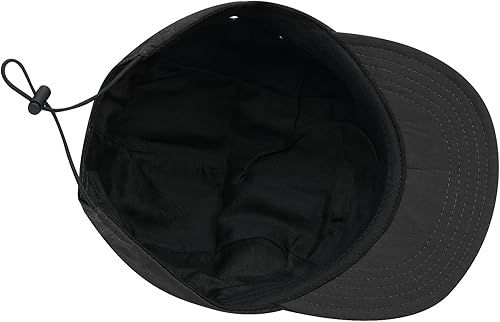 Vista 6 de Clakllie Sombrero de ala plana de 5 paneles sin estructura, gorra de ala corta de secado rápido, gorra de béisbol de nailon transpirable