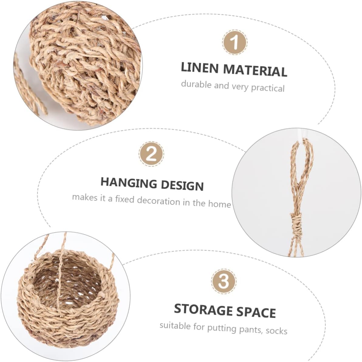 Storage Basket Handwoven Mini Plant Basket for Indoor Decor Unique Hanging Design for Flowers Succulents Home Organizer Multi Purpose Use