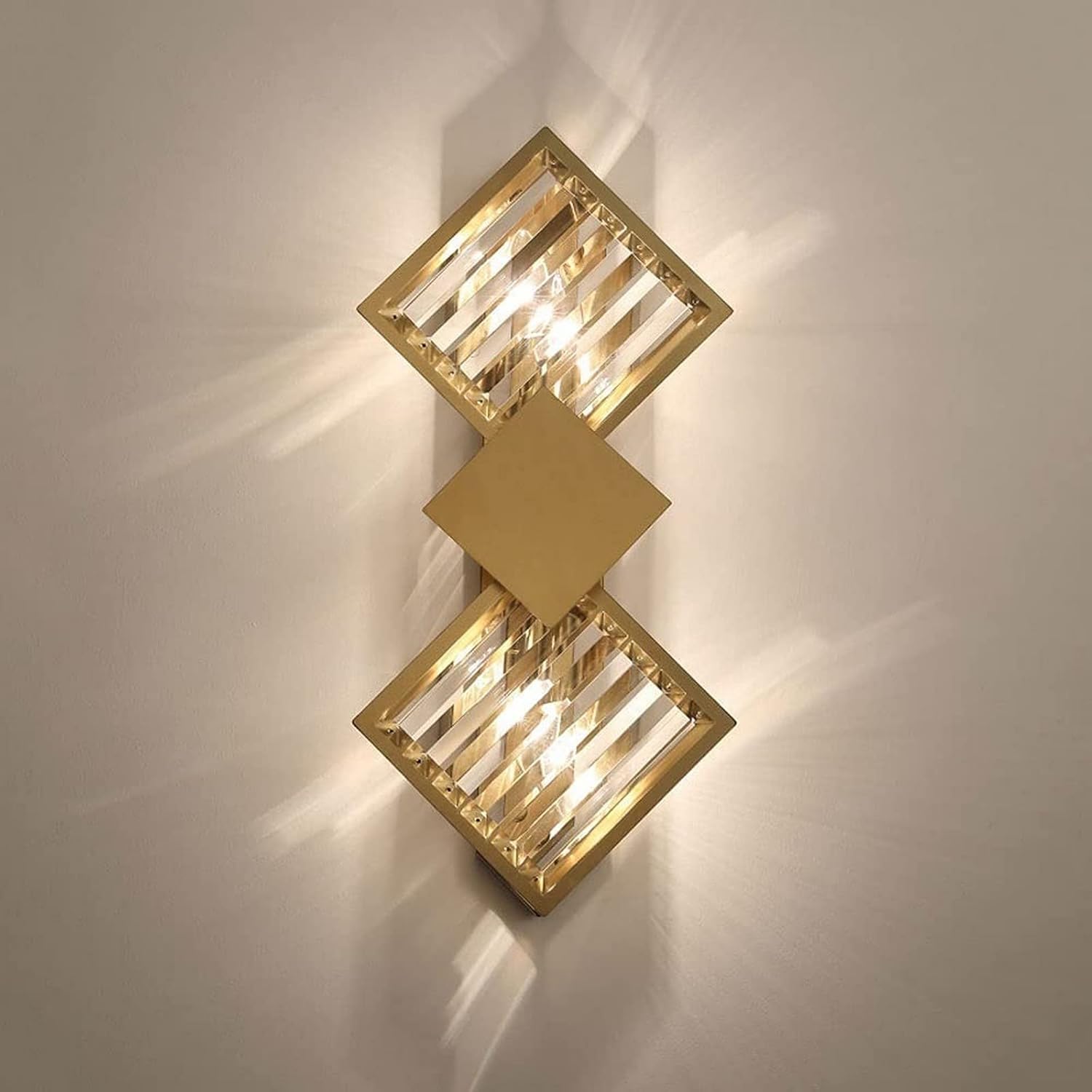 ZTCHSENZT Wall Light Crystal Wall Sconce Geometric Wall Lamp, Modern Gold Metal Wall Light Headboard Lighting Fixture,Lighting Wall Sconce
