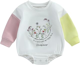 Newborn Infant Baby Girl Clothes Groovy Bubble Romper Sweatshirt Long Sleeve Bodysuit Onesie T-Shirt Fall Outfits