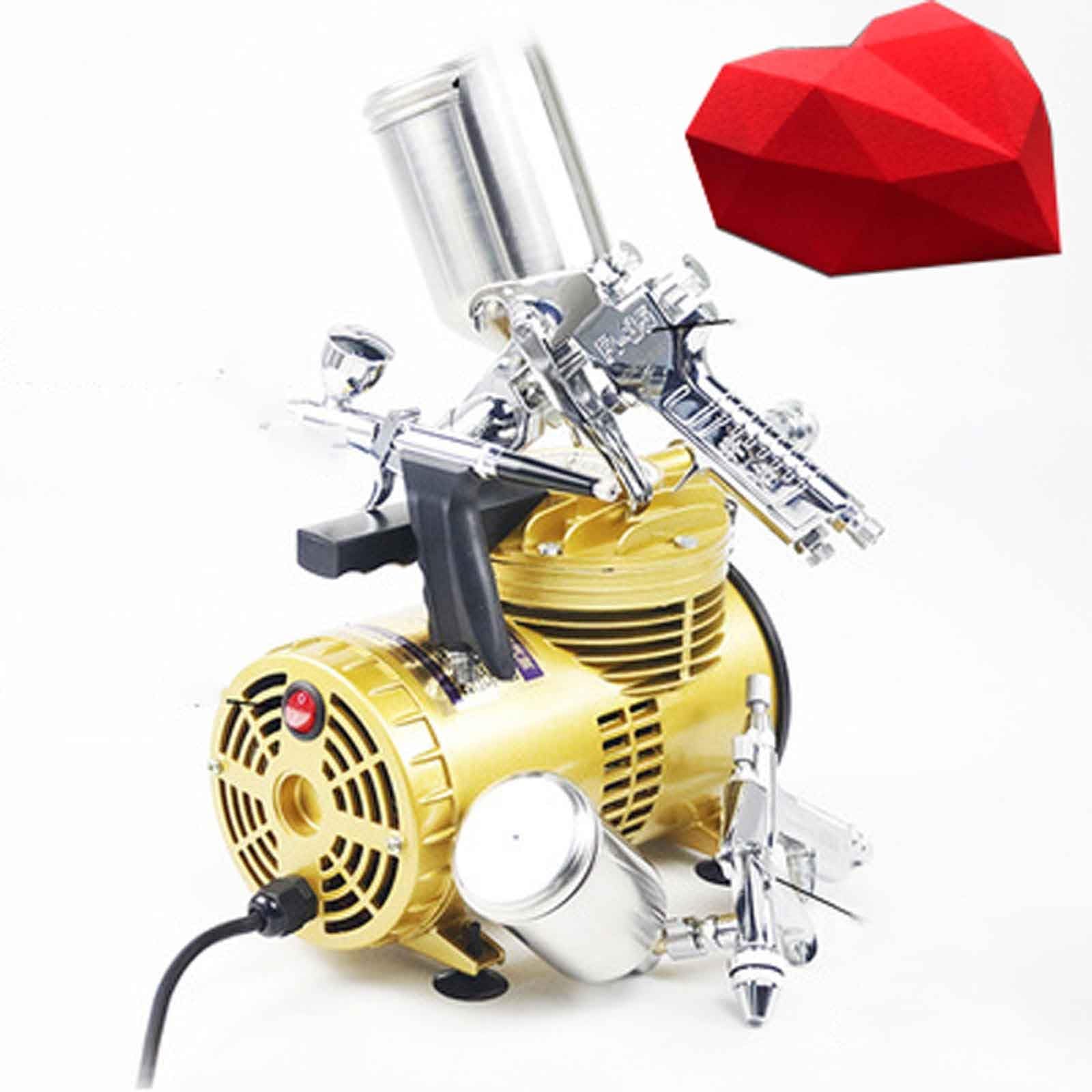 Pistola a spruzzo per torte, kit di decorazione aerografo per dessert, con 4 pistole a spruzzo in acciaio inox e 2 cilindri, macchina multifunzione per sabbiatura mousse per cuocere cupcake