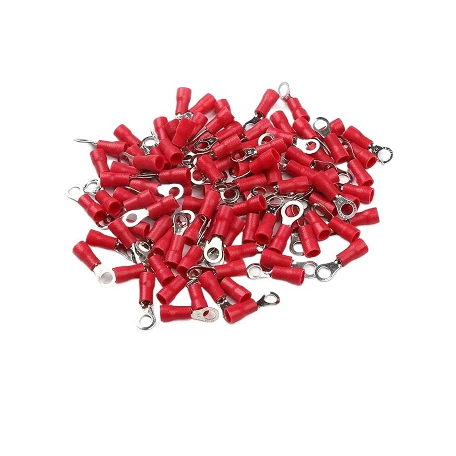 Cqahdsevf Red Rv1.25-4 Electrical Ring Terminals, Insulated Crimp Ring Terminals Rv1.25/Rv2/R5, Multicolor, For Auto Motorcycle Marine(Red Rv1.25-4)