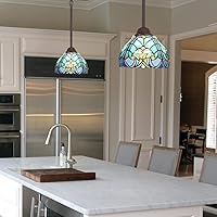 Vista 3 de Tiffany Pendant Light fixtures Hanging Lamp Stained Glass Light Decor for Dining Living Room Kitchen Island Study Hallway