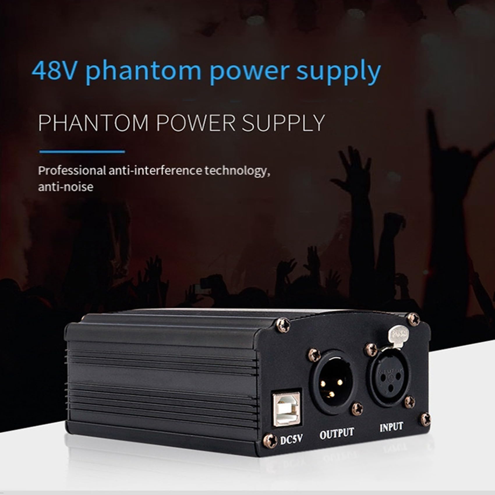 2 x 1 canal de alimentación fantasma de 48 V con cable de micrófono XLR de 3 pines para dispositivos de grabación de música