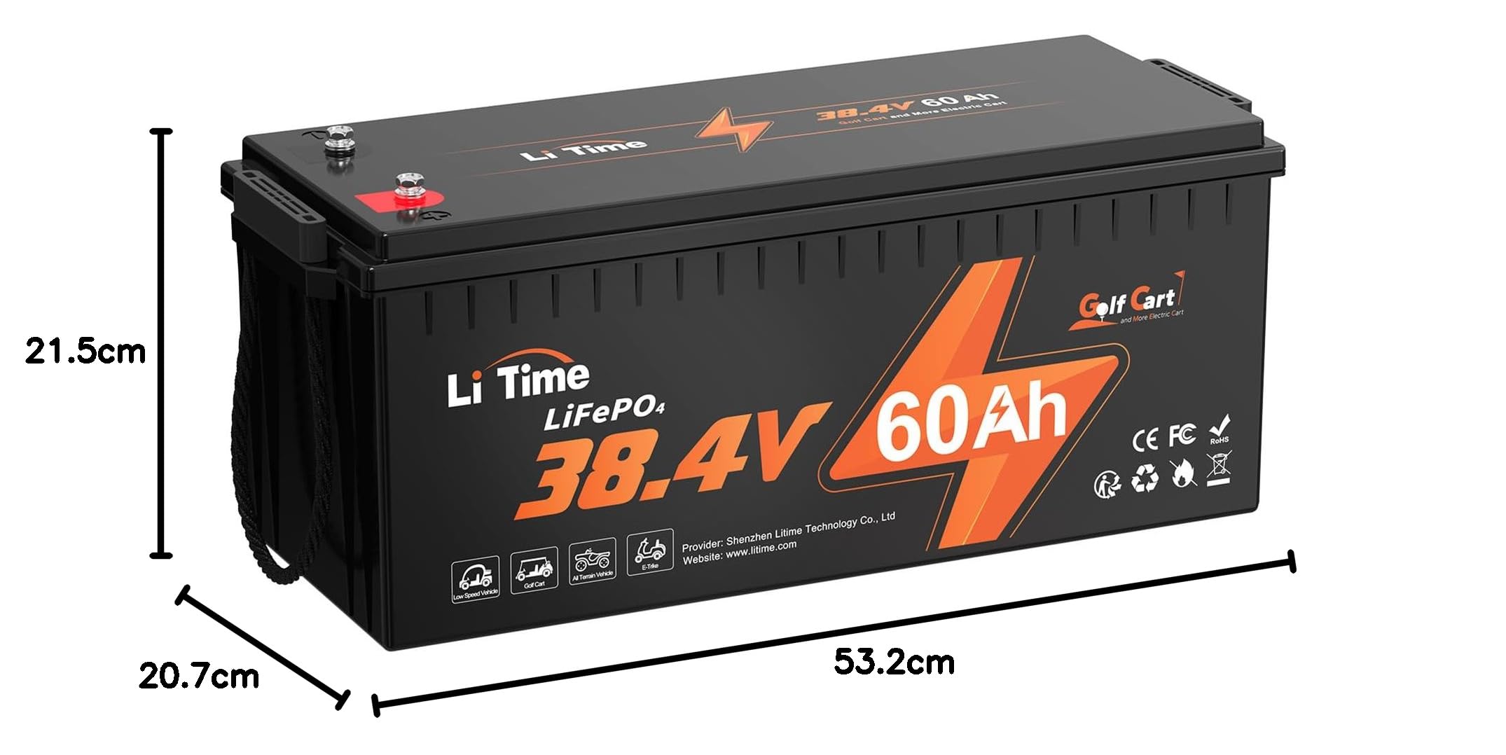 LiTime Batteria al Litio 36V 60Ah LiFePO4 36 V per Golf Cart, ATV, VBV, NEV