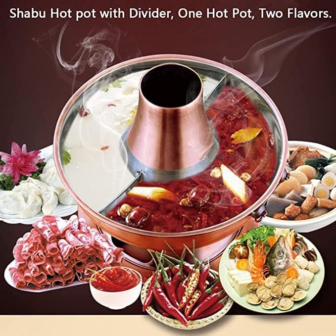 Hot Pot Chino Shabu Shabu con Divisor Acero Inoxidable 36cm miniatura 2