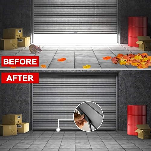 Miniatura 5 de Sello de puerta de garaje, parte superior y lateral, sello adhesivo de 20 pies para puerta de garaje, repuesto de burlete de goma  sellos