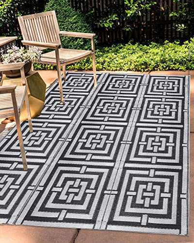 X-Lounge Outdoor Rugs,Straw Rugs Large Garden Lawn Mat Camping Reversible Mats for Backyard Deck Picnic Patio Beach (5' x 8', Gray) - Image 6