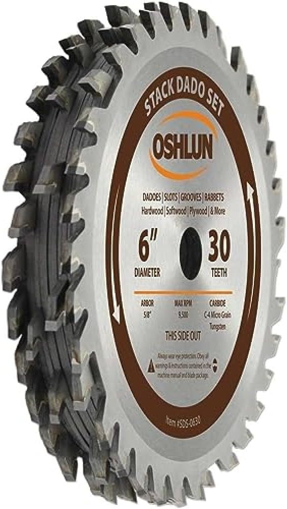 OSHLUN SDS-0630 6-Inch 30 Tooth Stack Dado Set with 5/8-Inch Arbor
