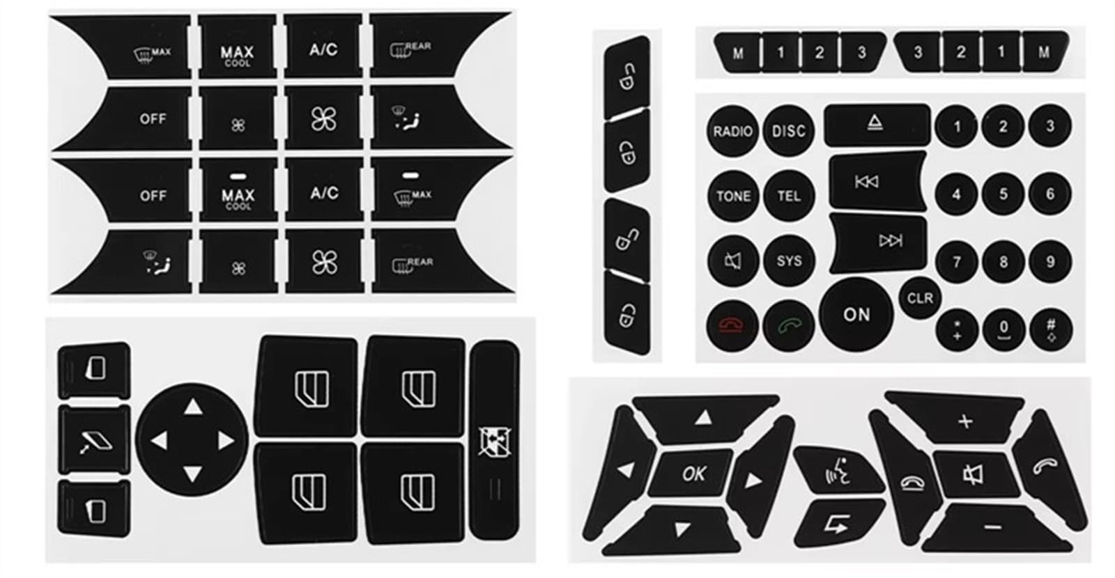 Button Repair Sticker Compatible with Benz for SLK-Class R172 for CLS-Class W218 Car Button Repair Matte Decals Stickers