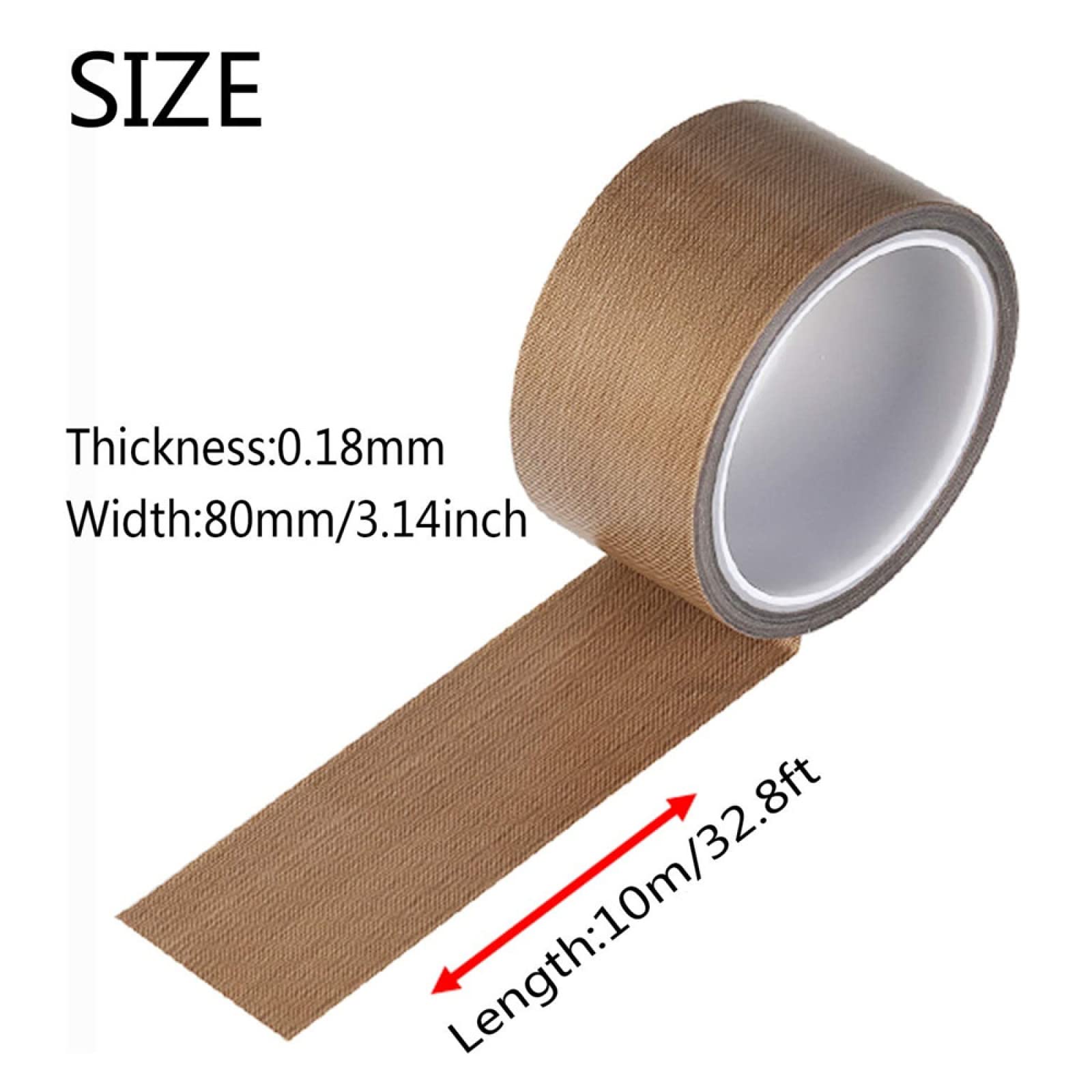 Cinta para altas temperaturas, Cinta de teflón PTFE autoadhesiva alta temperatura 10 m 0,18 mm espesor Múltiples anchos(80mm)