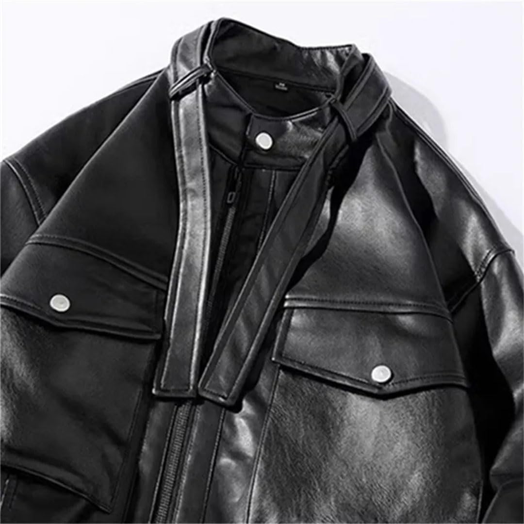 Uomini Bomber Giacche In Pelle Outwear Stand Collar Giacca A Vento Cappotti Maschile Cappotto In Pelle Moto Biker Giacca