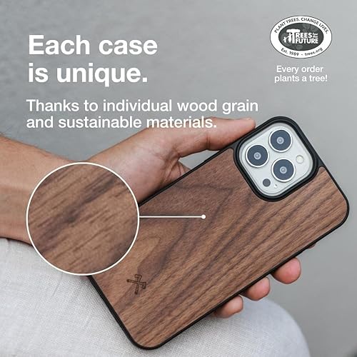 Miniatura 4 de WOODCESSORIES - Funda magnética compatible con iPhone 13 Pro con imán, hecha de madera, nogal