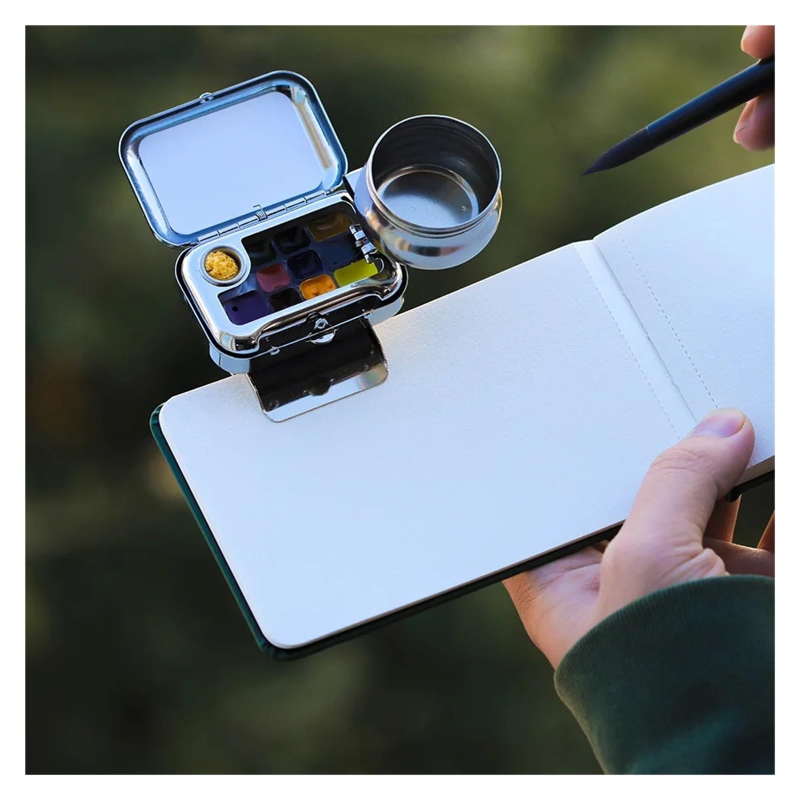 Mini boîte d'aquarelle portable vide 10/16 grilles pour voyage, peinture, croquis, hydratant, fournitures artistiques (10 compartiments)