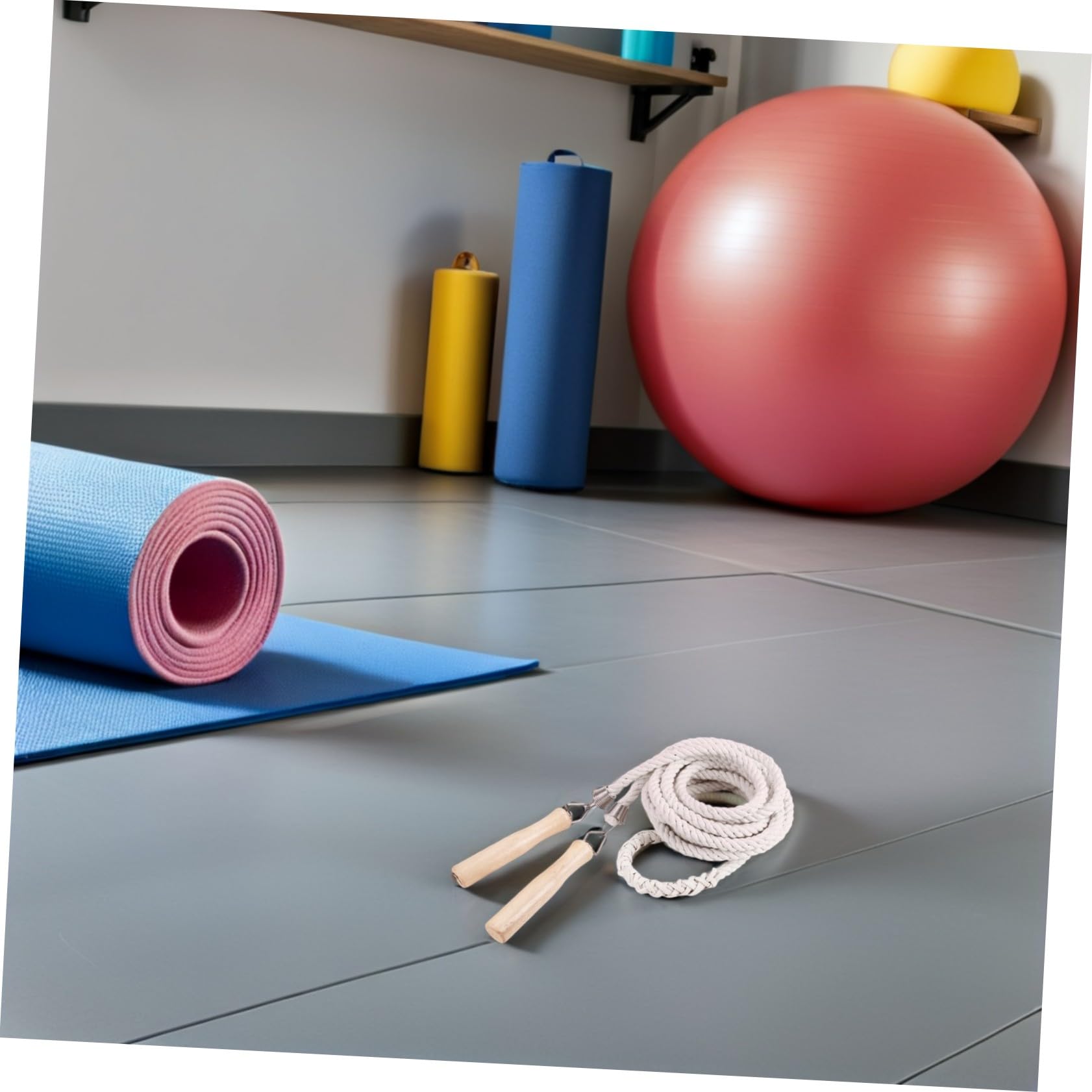 iplusmile 2 Pezzi Corda per Saltare Lunga in Cotone con Manico in Legno Corda da Salto Doppia per Gruppi per Giochi di Gruppo all Aperto e Attività Sportive Scolastiche