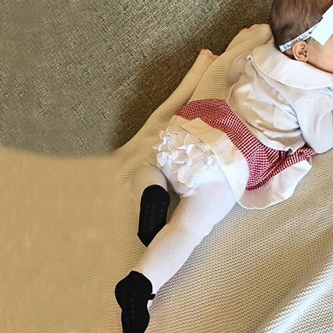 Baby Girl Tights with Sewn-in Mary Jane Shoe Design - Anti Slip - Cotton-Infant & Toddler Sizes - Image 2