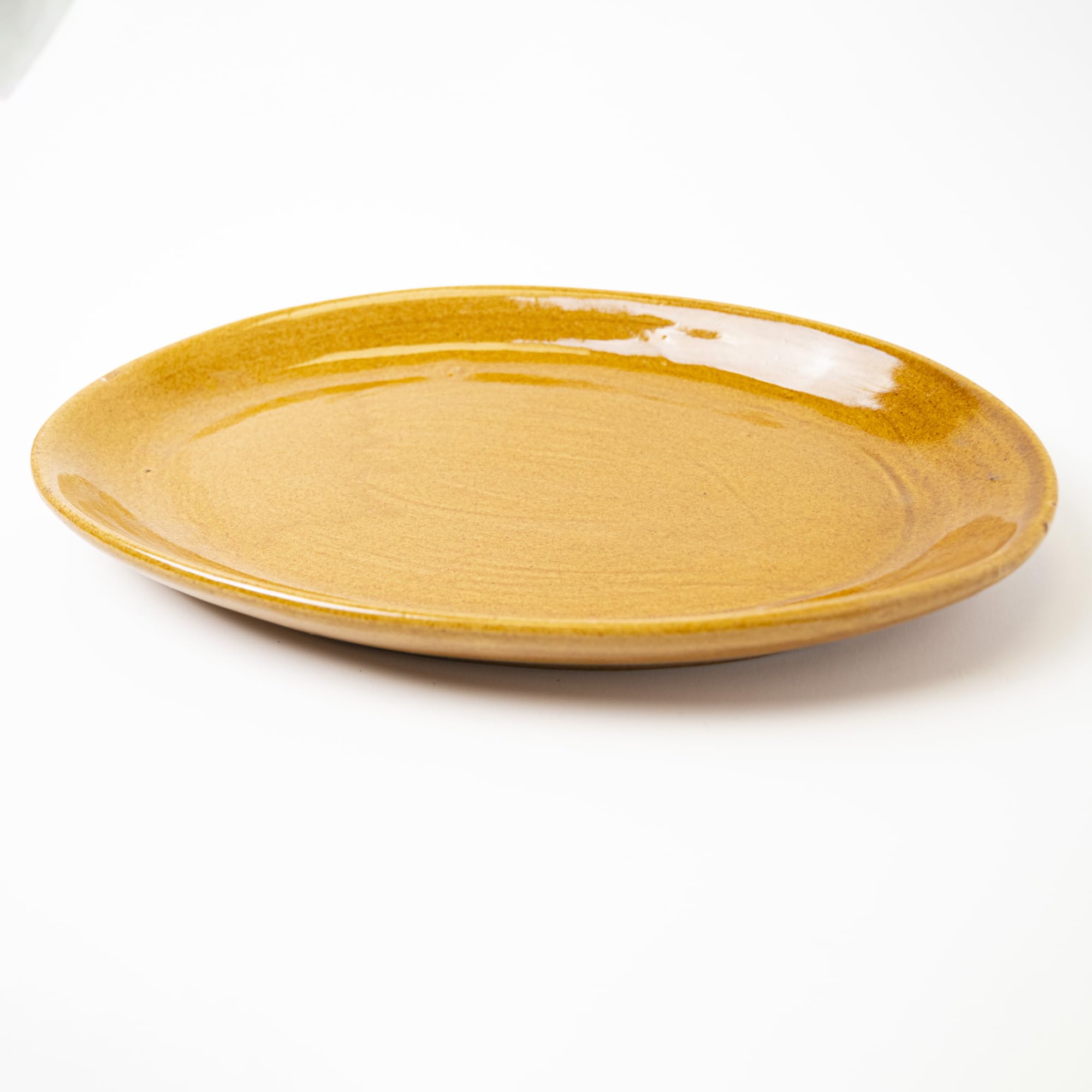 KALAKRITI Mustard Yellow Ceramic Oval Platter | Minimal Serving Plate for Snacks, Starters, Sushi & Desserts | Elegant Handmade Tableware for Home, Café & Restaurants - 27 x 17.5 x 2.5 cm (Set of 2)