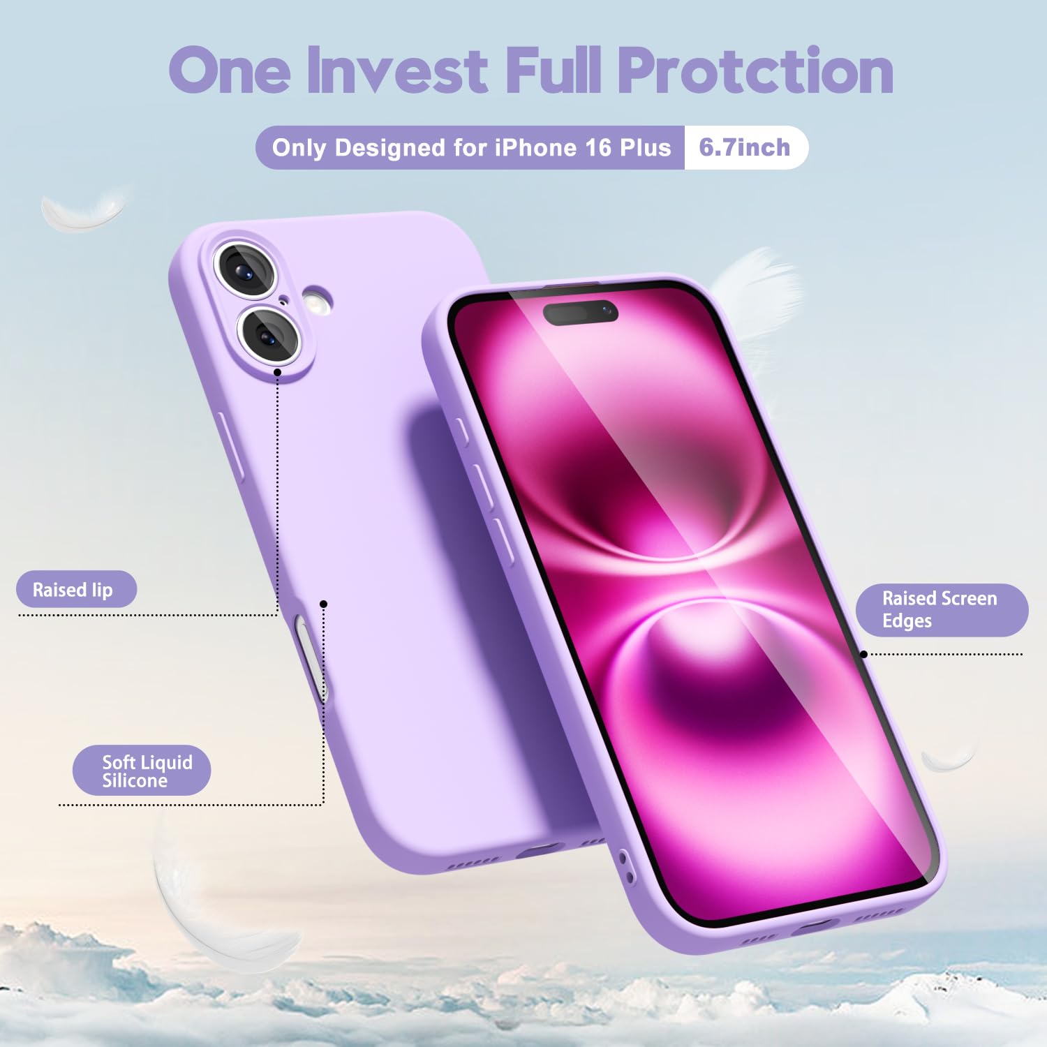 oakxco for iPhone 16 Pro Max Case Liquid Silicone, Soft Rubber Gel Elegant Aesthetic Basic Simple Cover, Cute Thin Slim TPU Matte Solid Color Plain Smooth Case for Women Girl, Light Pink — view 1532