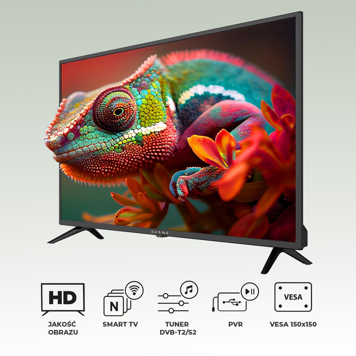 Kiano Slim TV Telewizor 40" Cali 100 cm |Matryca FHD LED Full HD 1080p| Potrójny Tuner DVB-T2 CI CI+ | 2 wejścia HDMI | 2 złącza USB | Dolby Audio | PVR | Tryb Hotelowy | Czarny | Model 2022