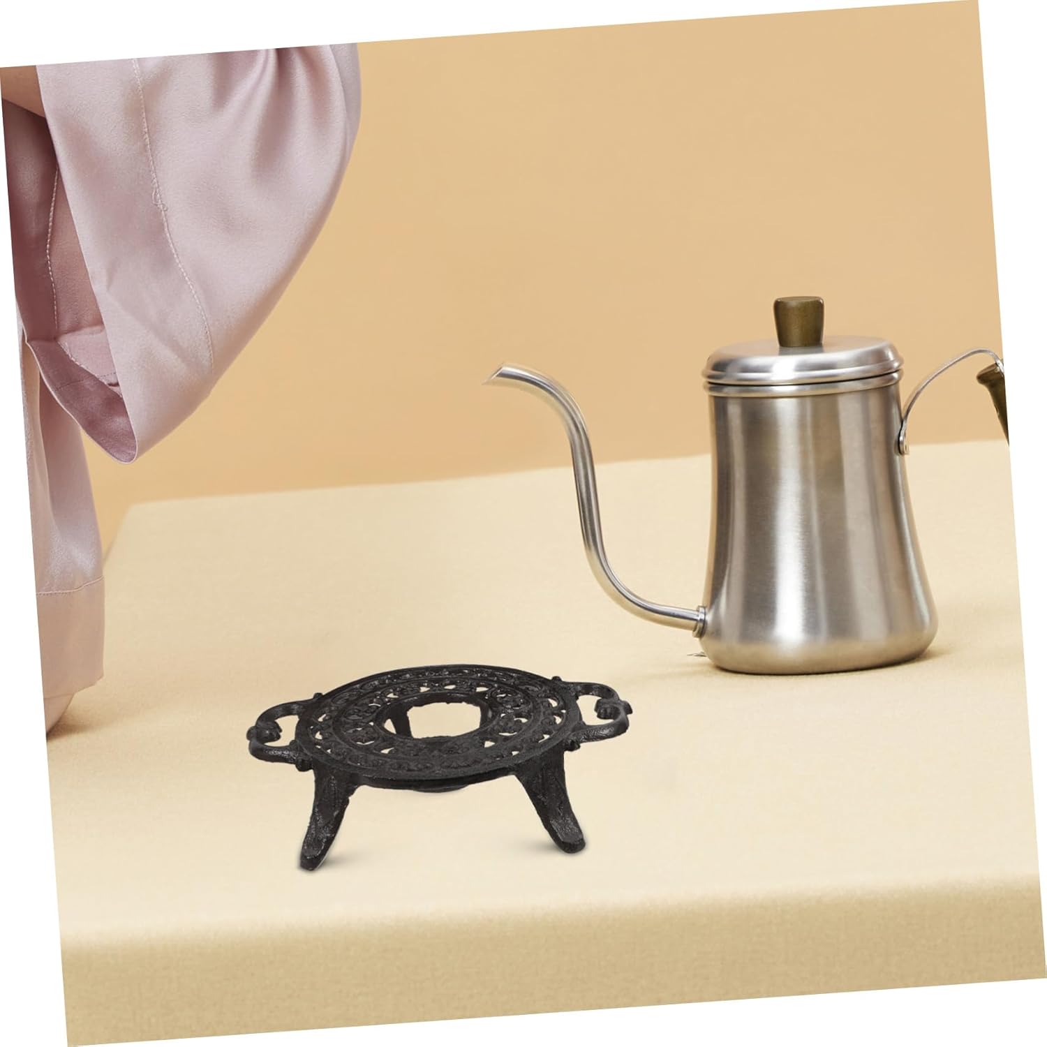 Metal Teapot Warmer for Brewing Tea and Coffee Cast Tripod Rack with Superior Heat Retention for Teapots for