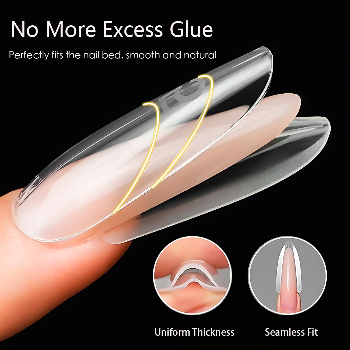 Sandwich Type Nails Dual Forms - 240Pcs Almond Round Nail Mold for Quick Nails Extension, 15 Sizes Top & Bottom Plastic Form, Salon Nail Art Tools(Elliptical Nail Shape)
