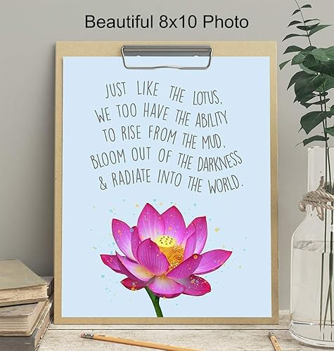 Miniatura 3 de Inspirational Zen Lotus Quote Wall Art Decor Print - Spiritual 8x10 Home, Office, Apartment, Yoga Studio, Meditation Room Decor - Motivational Gift