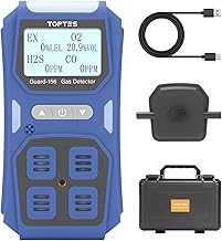 TopTes Guard-156 Rilevatore Gas 4 in 1 per H2S, CO, LEL e O2, triplo allarme (visivo, vibrazione, sonoro), risposta rapida 0,5 s, design antipolvere per sicurezza lavoro e casa