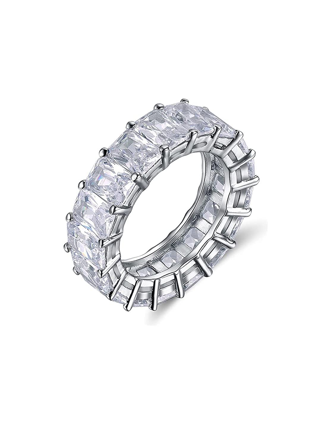 Yellow Chimes Rings for Women White Crystal Rings Silver Plated Eternity Crystal Band Rings for Women and Girls. (B09P3F19SV) Amazon Price History, Amazon Price Tracker